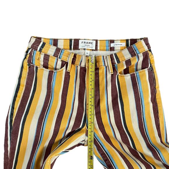 Frame Denim Le High Straight Jeans Painterly Multicolor Stripe Womens Size 29 - Picture 7 of 9